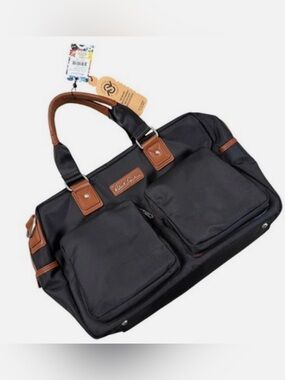 Robert Graham Jet Setter Black Duffel Bag with Brown Trim